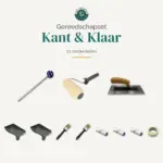 Gereedschapset Kant & Klaar, 11 onderdelen: PU-garde, vachtroller, flexibele spaan, 2 verfbakken, 2 kwasten, 3 PU-rollers en tape