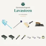 Gereedschapset Lavasteen, 12 onderdelen: menggarde, PU-garde, vachtroller, flexibele spaan, 2 verfbakken, 2 kwasten, 3 PU-rollers en tape